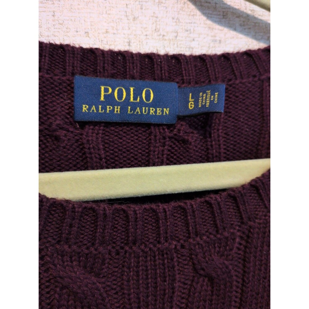 Women’s Polo Ralph Lauren Purple Crewneck Cotton Sweater Size Large - Picture 3 of 6